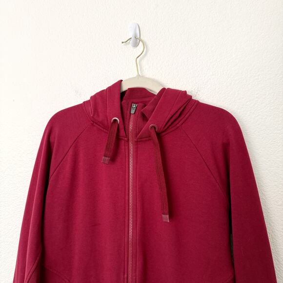 [Athleta] Burgundy Red Triumph Hoodie Full Zip Jacket Workout Cotton Blend Sz XL - Picture 10 of 12
